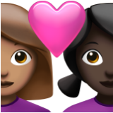 Apple(iPhone) Couple With Heart: Woman, Woman, Medium Skin Tone, Dark Skin Tone Emoji