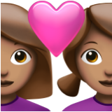 Apple(iPhone) Couple With Heart: Woman, Woman, Medium Skin Tone Emoji