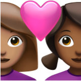 Apple(iPhone) Couple With Heart: Woman, Woman, Medium Skin Tone, Medium-Dark Skin Tone Emoji