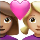 Apple(iPhone) Couple With Heart: Woman, Woman, Medium Skin Tone, Medium-Light Skin Tone Emoji