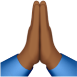 Apple(iPhone) Folded Hands: Medium-Dark Skin Tone Emoji