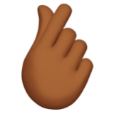 Apple(iPhone) Hand With Index Finger And Thumb Crossed: Medium-Dark Skin Tone Emoji