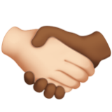 Apple(iPhone) Handshake: Light Skin Tone, Medium-Dark Skin Tone Emoji