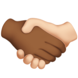 Apple(iPhone) Handshake: Medium-Dark Skin Tone, Light Skin Tone Emoji