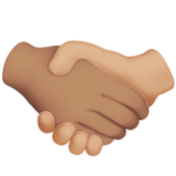 Apple(iPhone) Handshake: Medium Skin Tone, Medium-Light Skin Tone Emoji