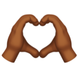 Apple(iPhone) Heart Hands: Medium-Dark Skin Tone Emoji