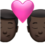 Apple(iPhone) Kiss: Man, Man, Dark Skin Tone Emoji