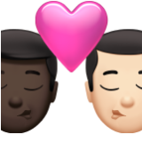 Apple(iPhone) Kiss: Man, Man, Dark Skin Tone, Light Skin Tone Emoji