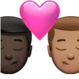 Apple(iPhone) Kiss: Man, Man, Dark Skin Tone, Medium Skin Tone Emoji