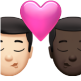 Apple(iPhone) Kiss: Man, Man, Light Skin Tone, Dark Skin Tone Emoji