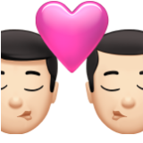 Apple(iPhone) Kiss: Man, Man, Light Skin Tone Emoji