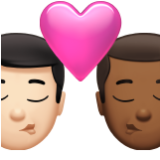 Apple(iPhone) Kiss: Man, Man, Light Skin Tone, Medium-Dark Skin Tone Emoji