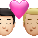 Apple(iPhone) Kiss: Man, Man, Light Skin Tone, Medium-Light Skin Tone Emoji