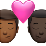 Apple(iPhone) Kiss: Man, Man, Medium-Dark Skin Tone, Dark Skin Tone Emoji