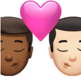 Apple(iPhone) Kiss: Man, Man, Medium-Dark Skin Tone, Light Skin Tone Emoji