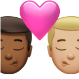 Apple(iPhone) Kiss: Man, Man, Medium-Dark Skin Tone, Medium-Light Skin Tone Emoji