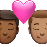 Apple(iPhone) Kiss: Man, Man, Medium-Dark Skin Tone, Medium Skin Tone Emoji