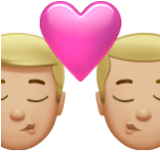 Apple(iPhone) Kiss: Man, Man, Medium-Light Skin Tone Emoji