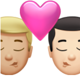 Apple(iPhone) Kiss: Man, Man, Medium-Light Skin Tone, Light Skin Tone Emoji