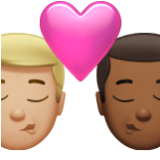 Apple(iPhone) Kiss: Man, Man, Medium-Light Skin Tone, Medium-Dark Skin Tone Emoji