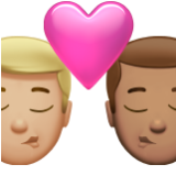 Apple(iPhone) Kiss: Man, Man, Medium-Light Skin Tone, Medium Skin Tone Emoji