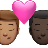 Apple(iPhone) Kiss: Man, Man, Medium Skin Tone, Dark Skin Tone Emoji