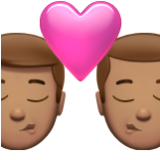 Apple(iPhone) Kiss: Man, Man, Medium Skin Tone Emoji