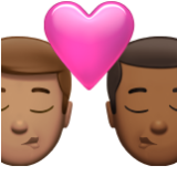 Apple(iPhone) Kiss: Man, Man, Medium Skin Tone, Medium-Dark Skin Tone Emoji