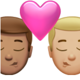 Apple(iPhone) Kiss: Man, Man, Medium Skin Tone, Medium-Light Skin Tone Emoji