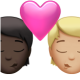 Apple(iPhone) Kiss: Person, Person, Dark Skin Tone, Medium-Light Skin Tone Emoji