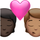 Apple(iPhone) Kiss: Person, Person, Dark Skin Tone, Medium Skin Tone Emoji