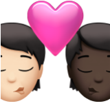 Apple(iPhone) Kiss: Person, Person, Light Skin Tone, Dark Skin Tone Emoji