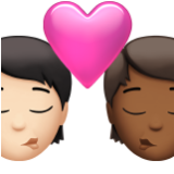 Apple(iPhone) Kiss: Person, Person, Light Skin Tone, Medium-Dark Skin Tone Emoji