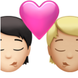 Apple(iPhone) Kiss: Person, Person, Light Skin Tone, Medium-Light Skin Tone Emoji