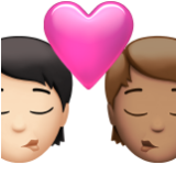 Apple(iPhone) Kiss: Person, Person, Light Skin Tone, Medium Skin Tone Emoji