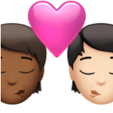 Apple(iPhone) Kiss: Person, Person, Medium-Dark Skin Tone, Light Skin Tone Emoji