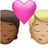 Apple(iPhone) Kiss: Person, Person, Medium-Dark Skin Tone, Medium-Light Skin Tone Emoji