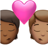 Apple(iPhone) Kiss: Person, Person, Medium-Dark Skin Tone, Medium Skin Tone Emoji