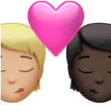 Apple(iPhone) Kiss: Person, Person, Medium-Light Skin Tone, Dark Skin Tone Emoji