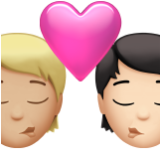 Apple(iPhone) Kiss: Person, Person, Medium-Light Skin Tone, Light Skin Tone Emoji