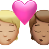 Apple(iPhone) Kiss: Person, Person, Medium-Light Skin Tone, Medium Skin Tone Emoji