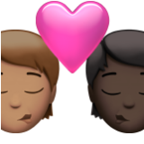 Apple(iPhone) Kiss: Person, Person, Medium Skin Tone, Dark Skin Tone Emoji