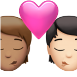 Apple(iPhone) Kiss: Person, Person, Medium Skin Tone, Light Skin Tone Emoji