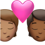 Apple(iPhone) Kiss: Person, Person, Medium Skin Tone, Medium-Dark Skin Tone Emoji