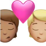 Apple(iPhone) Kiss: Person, Person, Medium Skin Tone, Medium-Light Skin Tone Emoji