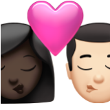 Apple(iPhone) Kiss: Woman, Man, Dark Skin Tone, Light Skin Tone Emoji