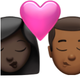 Apple(iPhone) Kiss: Woman, Man, Dark Skin Tone, Medium-Dark Skin Tone Emoji