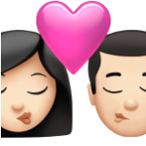 Apple(iPhone) Kiss: Woman, Man, Light Skin Tone Emoji