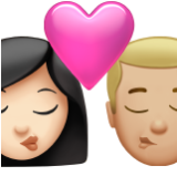 Apple(iPhone) Kiss: Woman, Man, Light Skin Tone, Medium-Light Skin Tone Emoji