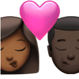 Apple(iPhone) Kiss: Woman, Man, Medium-Dark Skin Tone, Dark Skin Tone Emoji